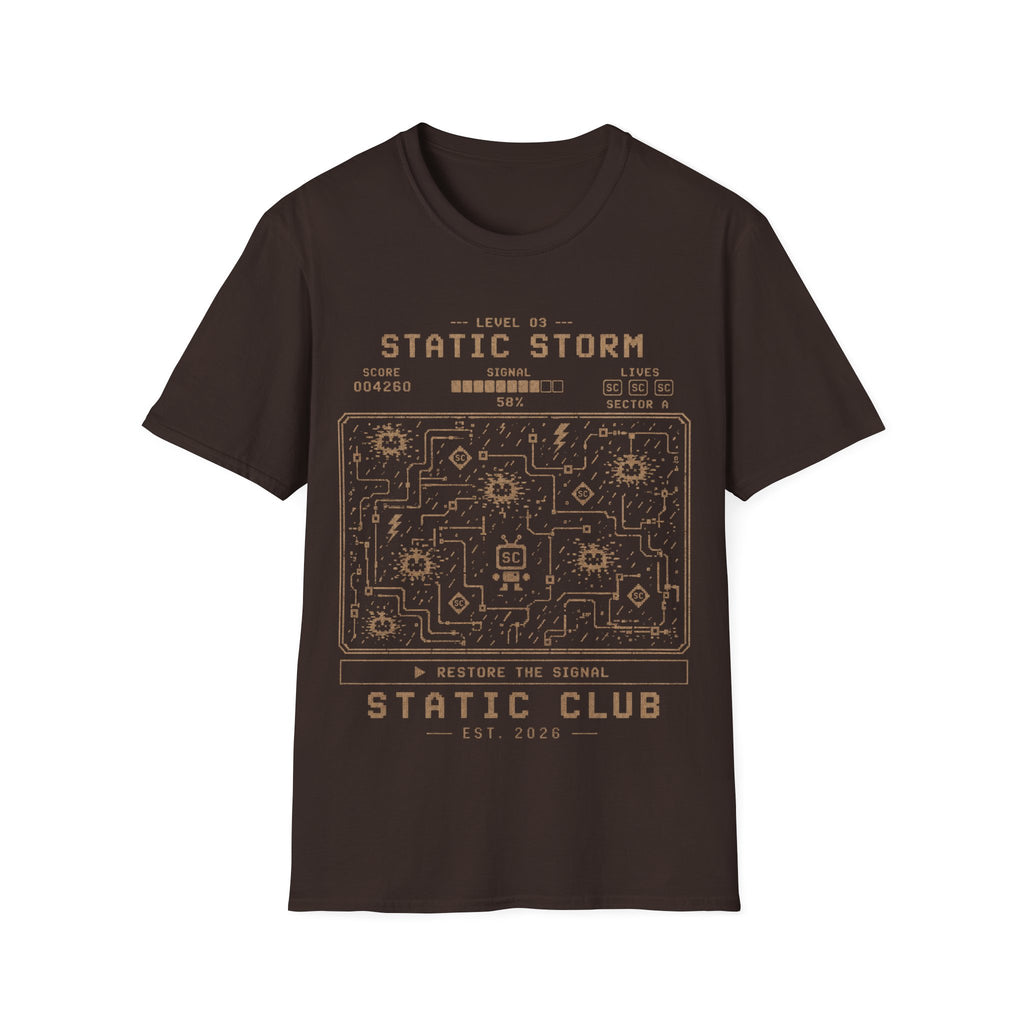Signal Run Retro Arcade T-Shirt – Level 03: Static Storm