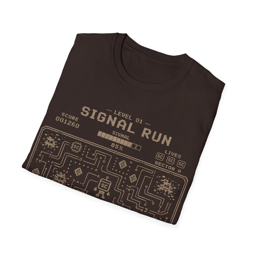 Signal Run Retro Video Game T-Shirt — Level 01 Pixel Arcade Tee