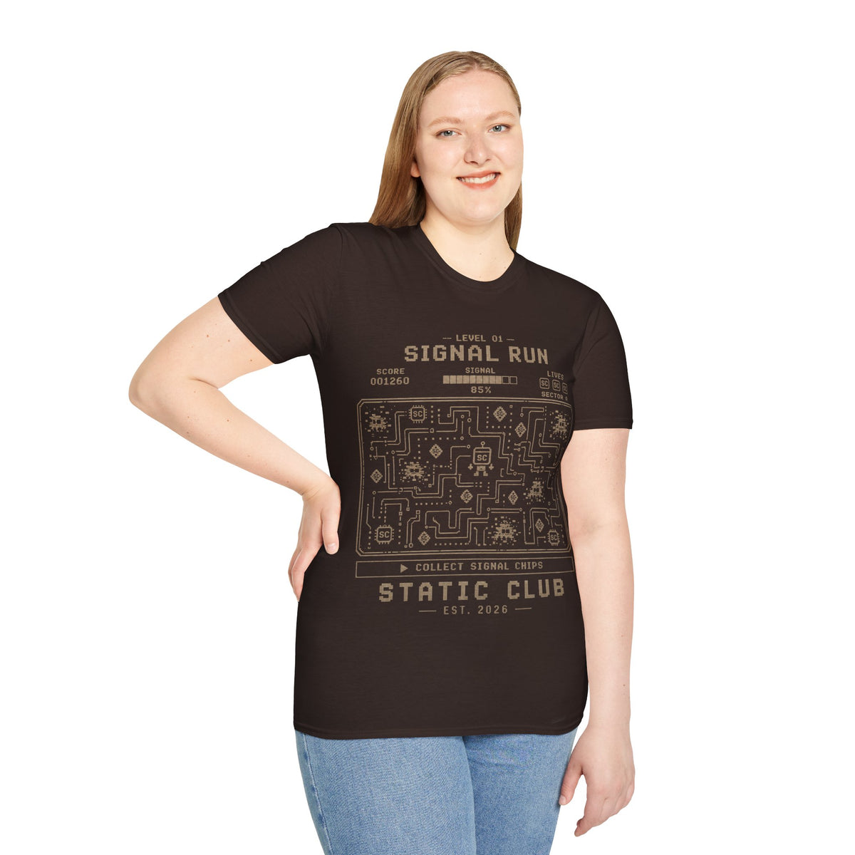 Signal Run Retro Video Game T-Shirt — Level 01 Pixel Arcade Tee