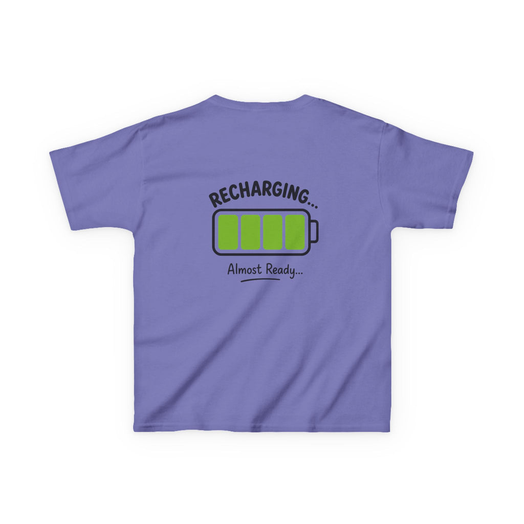 Kids T-Shirt – "Recharging... Almost Ready" Battery Graphic