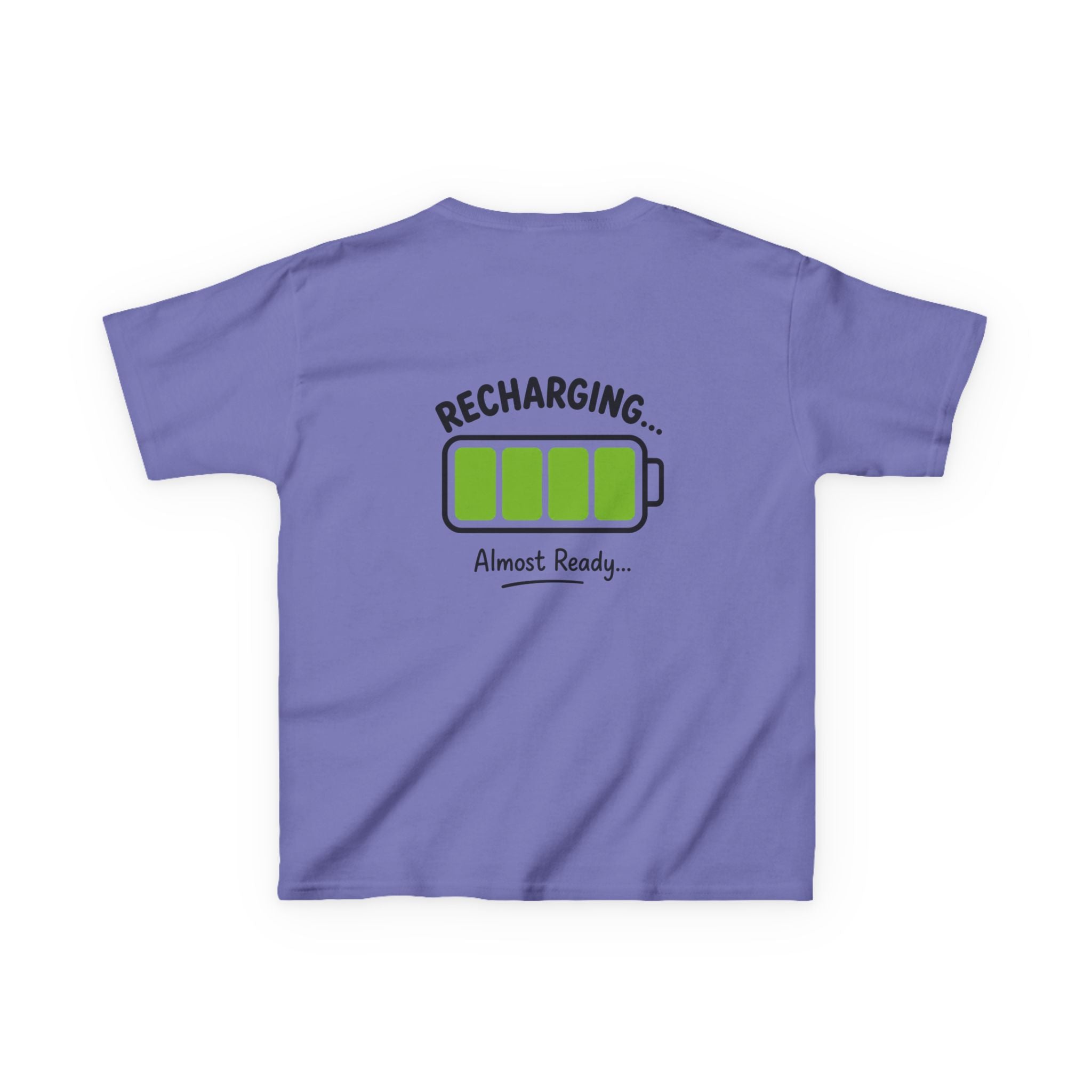 Kids T-Shirt – "Recharging... Almost Ready" Battery Graphic
