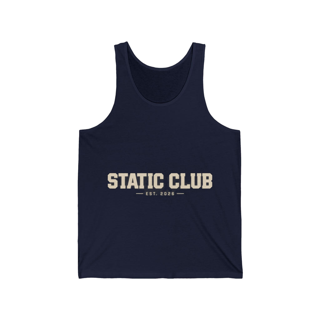 Static Club Tank Top — EST. 2026 Graphic Muscle Tee