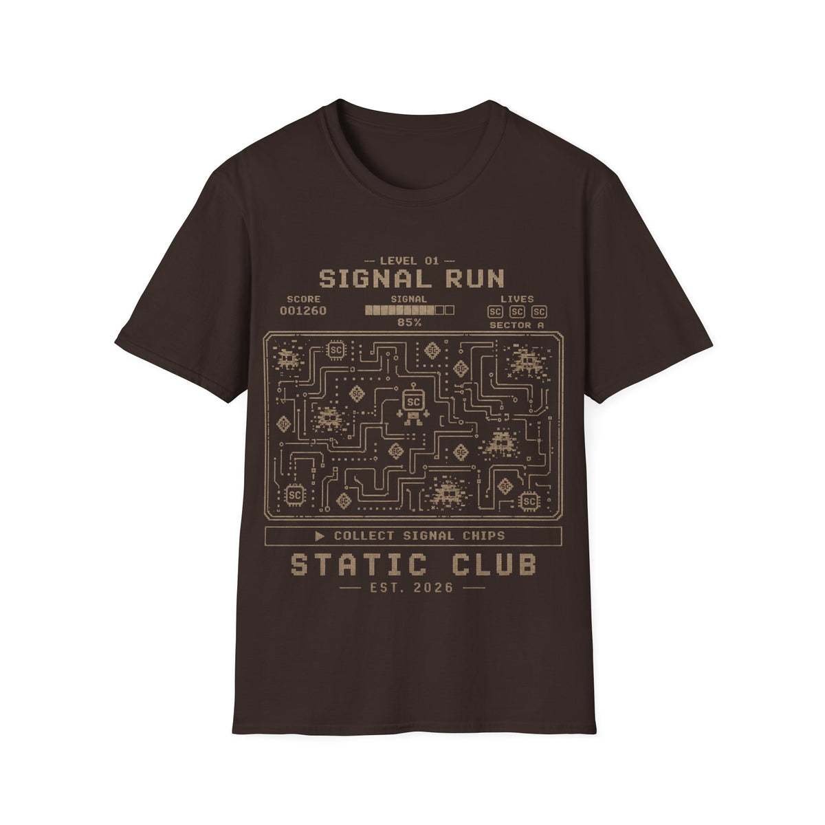 Signal Run Retro Video Game T-Shirt — Level 01 Pixel Arcade Tee