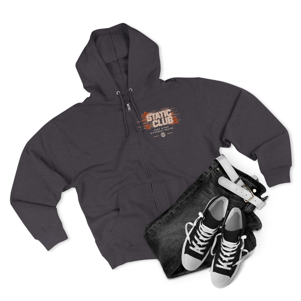 STATIC CLUB Autumn Zip Hoodie — “Same Minds. Different Routes.”