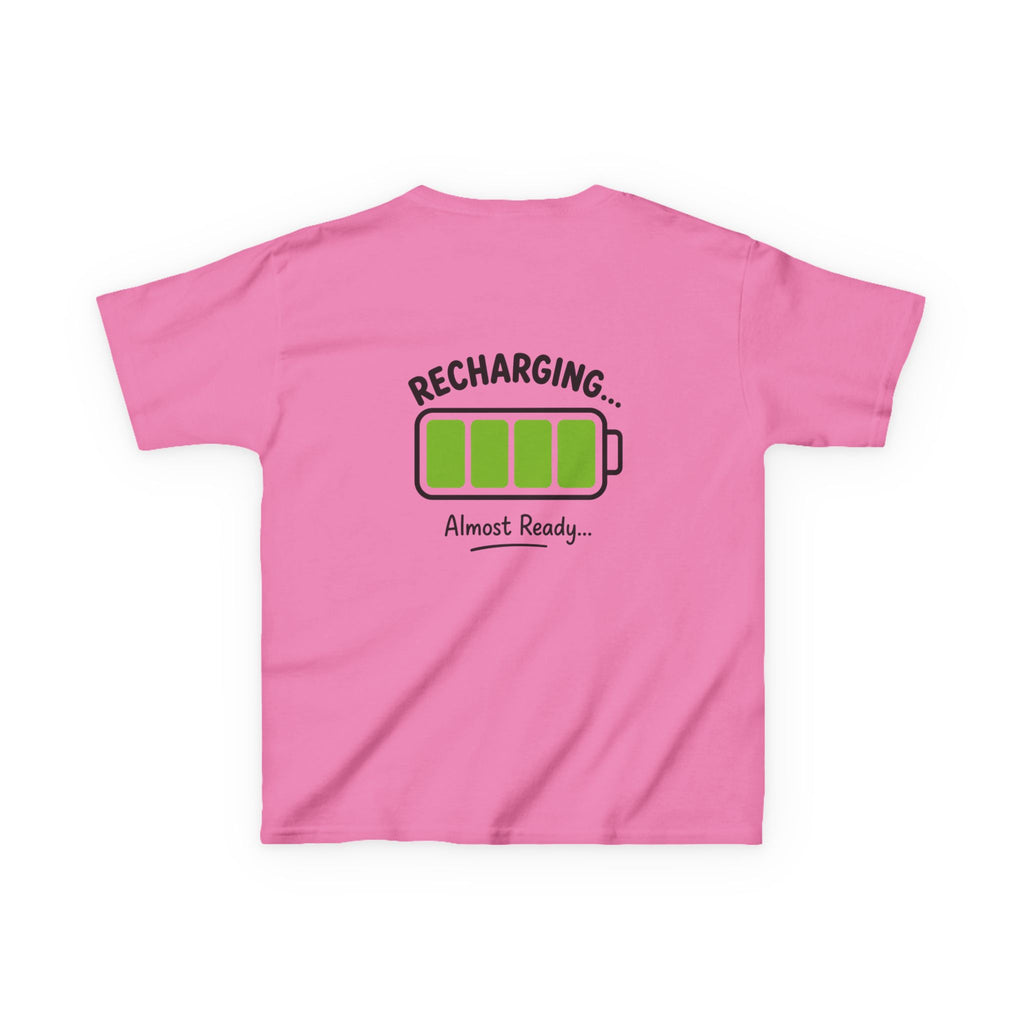 Kids T-Shirt – "Recharging... Almost Ready" Battery Graphic