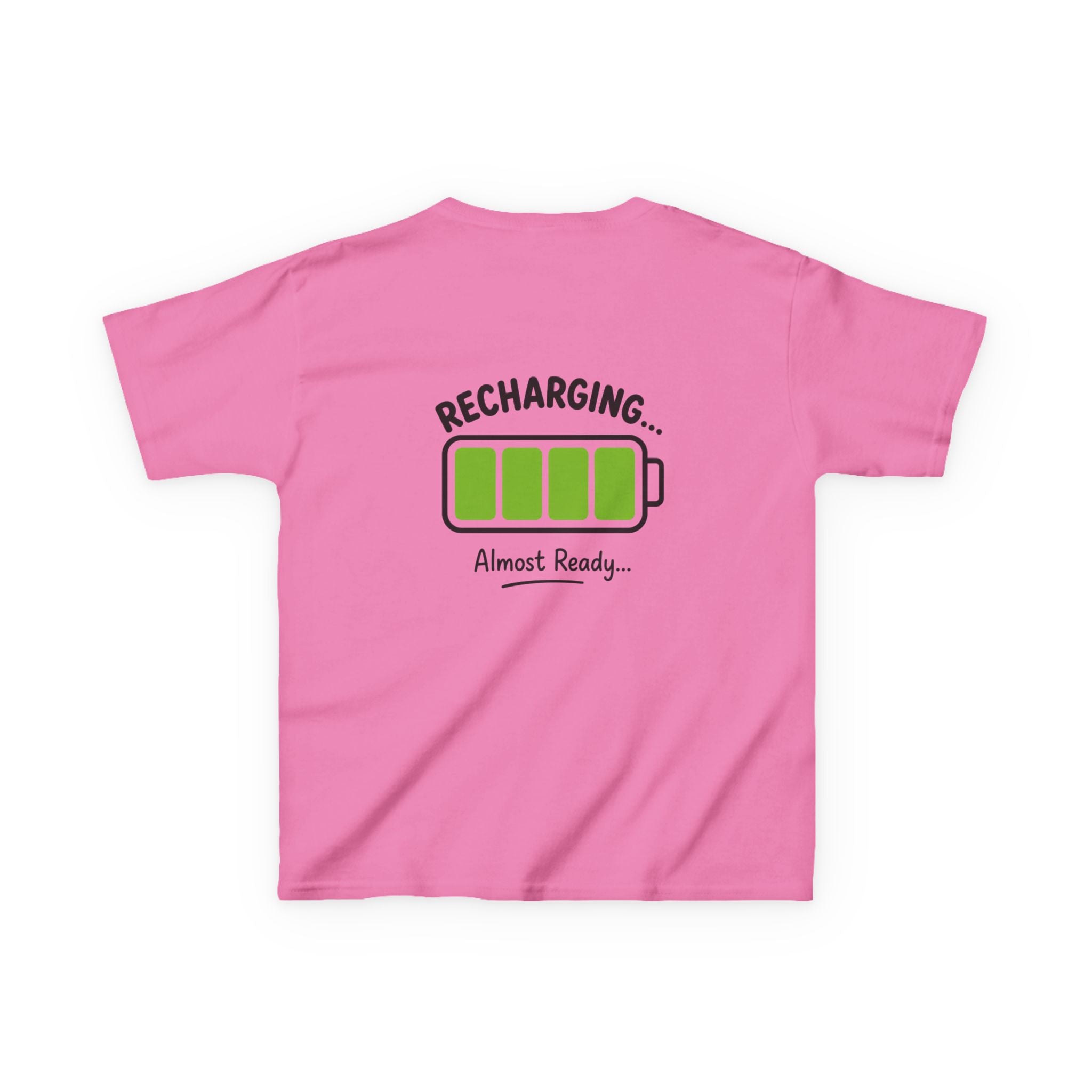 Kids T-Shirt – "Recharging... Almost Ready" Battery Graphic