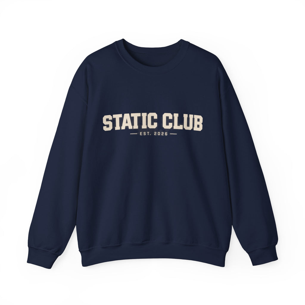 STATIC CLUB Large Print Core Sweatshirt — Minimal Logo Pullover