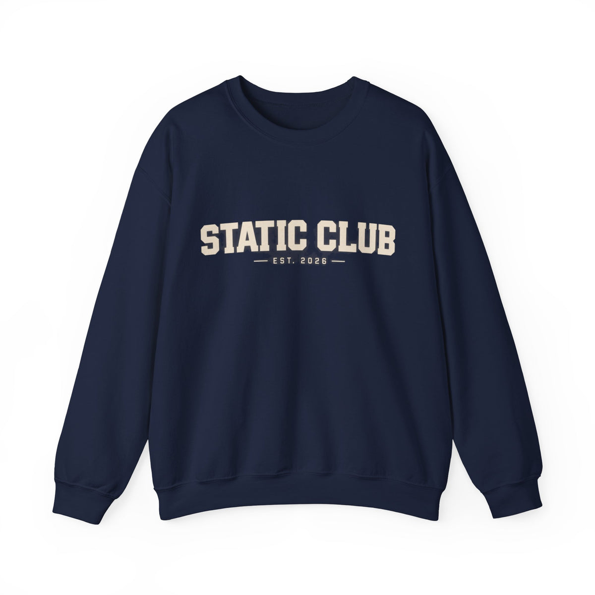 STATIC CLUB Large Print Core Sweatshirt — Minimal Logo Pullover