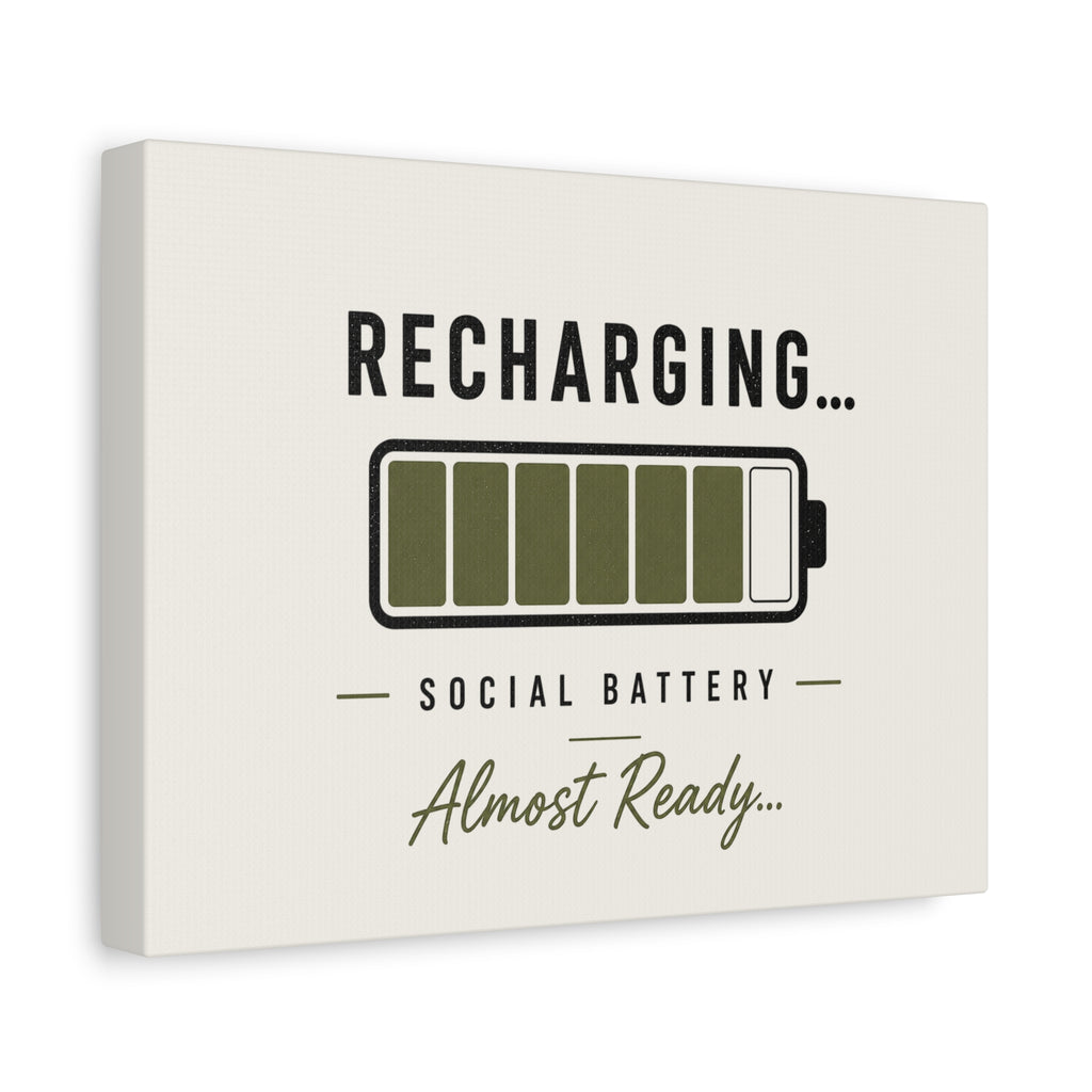 Recharging Social Battery Canvas Wall Art | Minimalist Neutral Wall Décor | STATIC CLUB