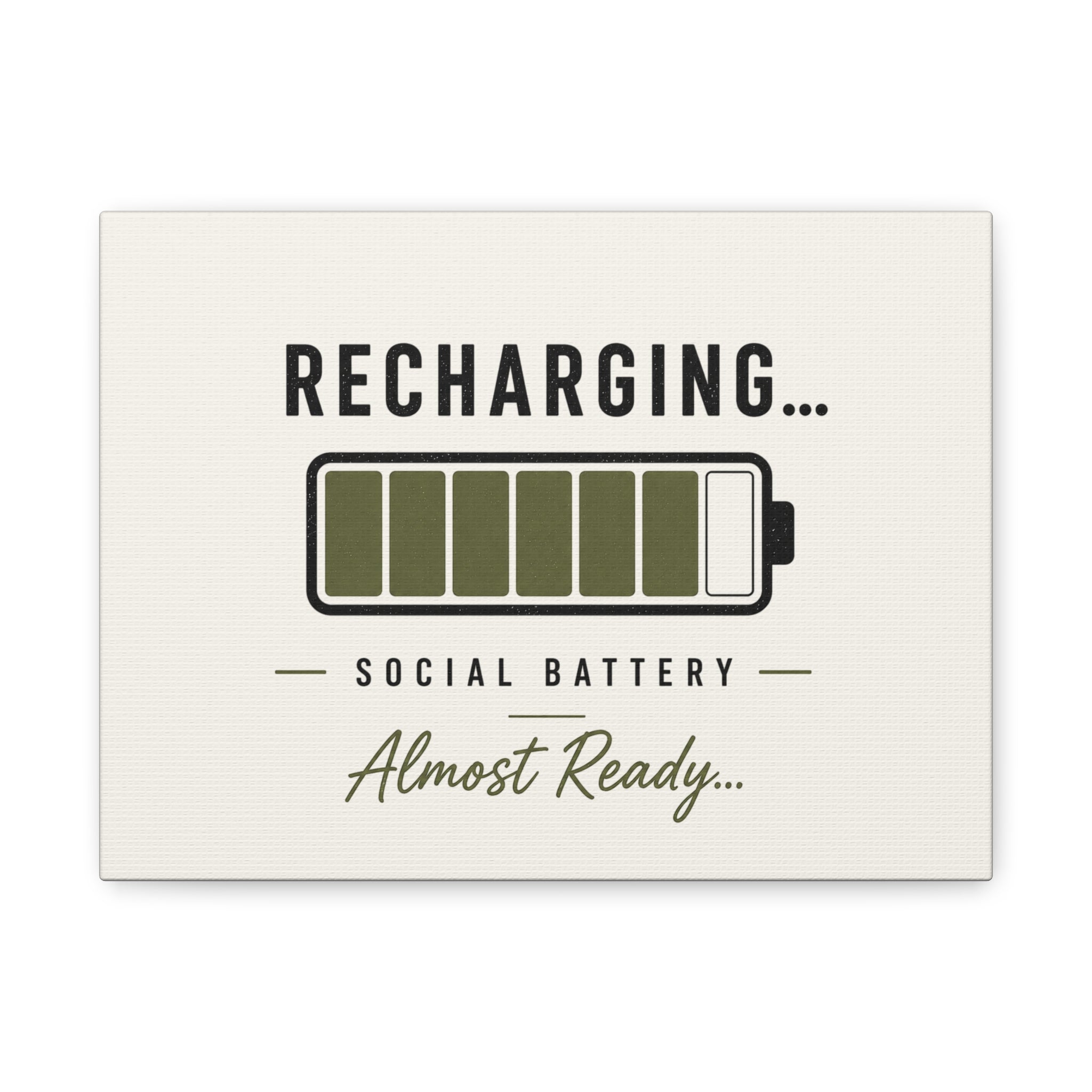Recharging Social Battery Canvas Wall Art | Minimalist Neutral Wall Décor | STATIC CLUB