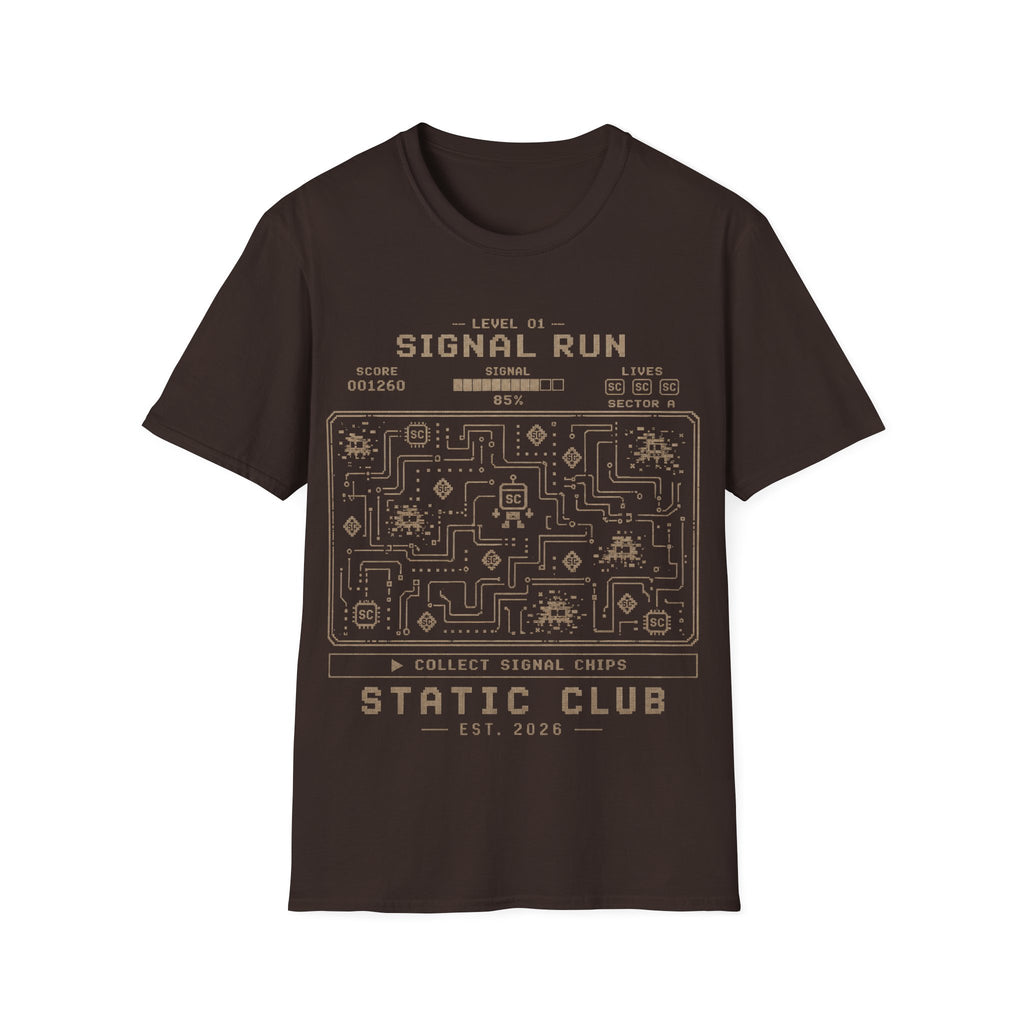 Signal Run Retro Video Game T-Shirt — Level 01 Pixel Arcade Tee