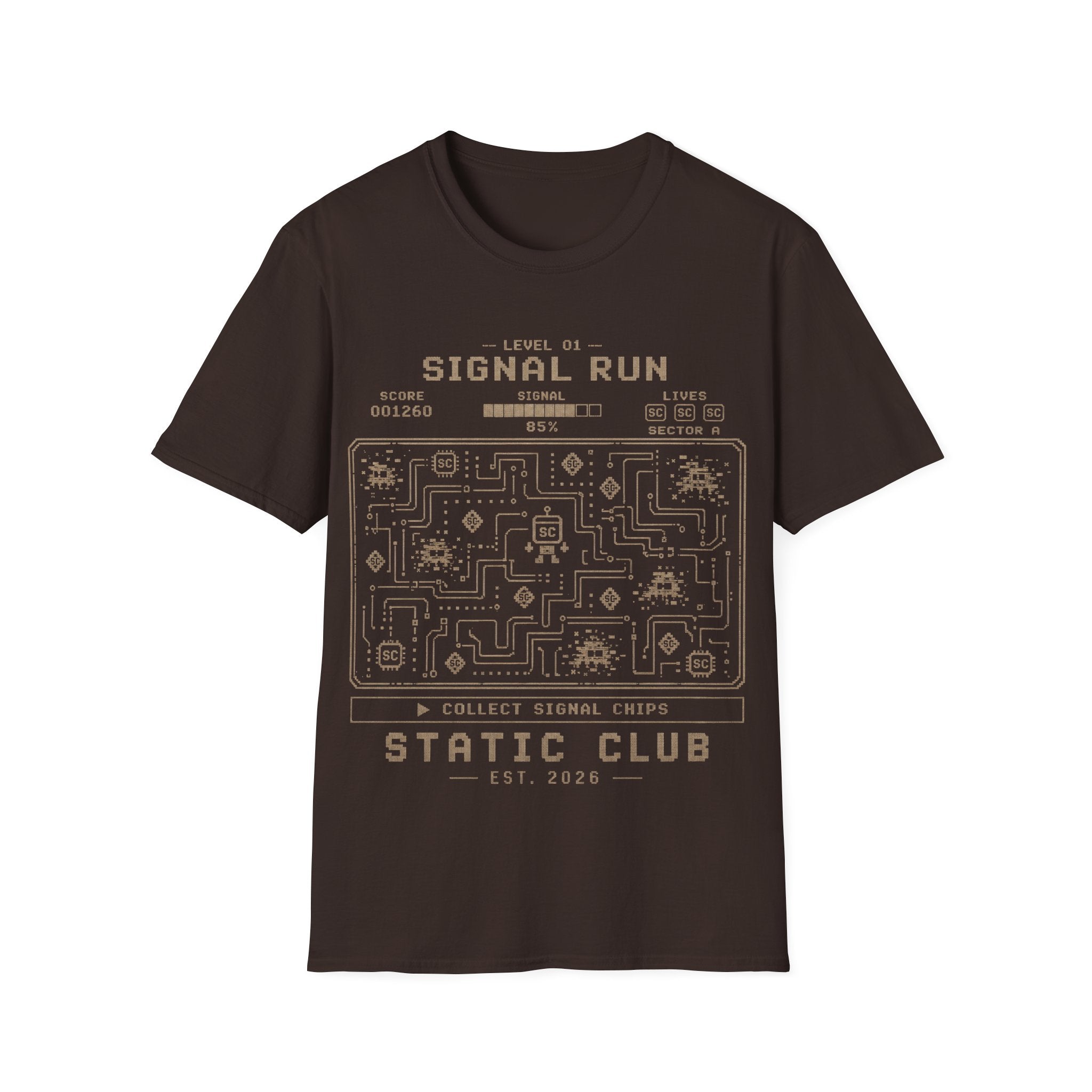 Signal Run Retro Video Game T-Shirt — Level 01 Pixel Arcade Tee