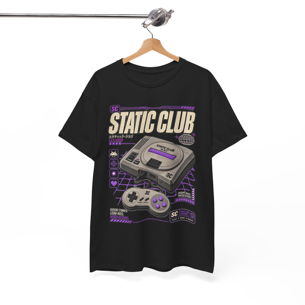 Retro Gaming T-Shirt — Static Club 16-Bit Console Graphic