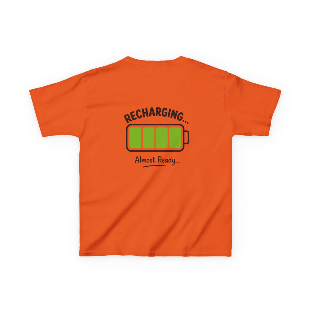Kids T-Shirt – "Recharging... Almost Ready" Battery Graphic