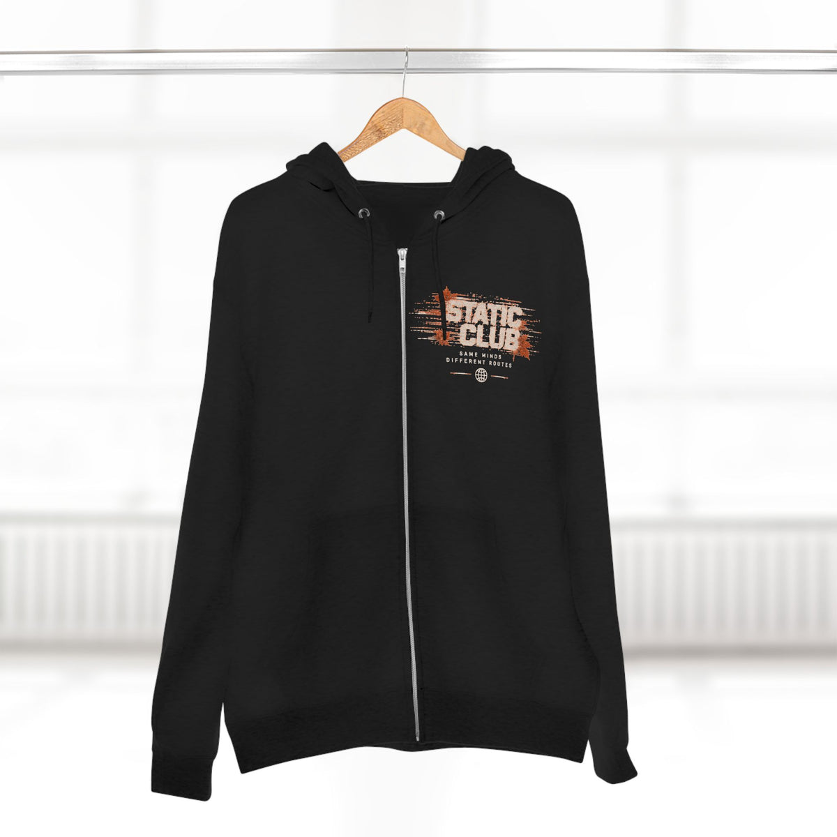 STATIC CLUB Autumn Zip Hoodie — “Same Minds. Different Routes.”