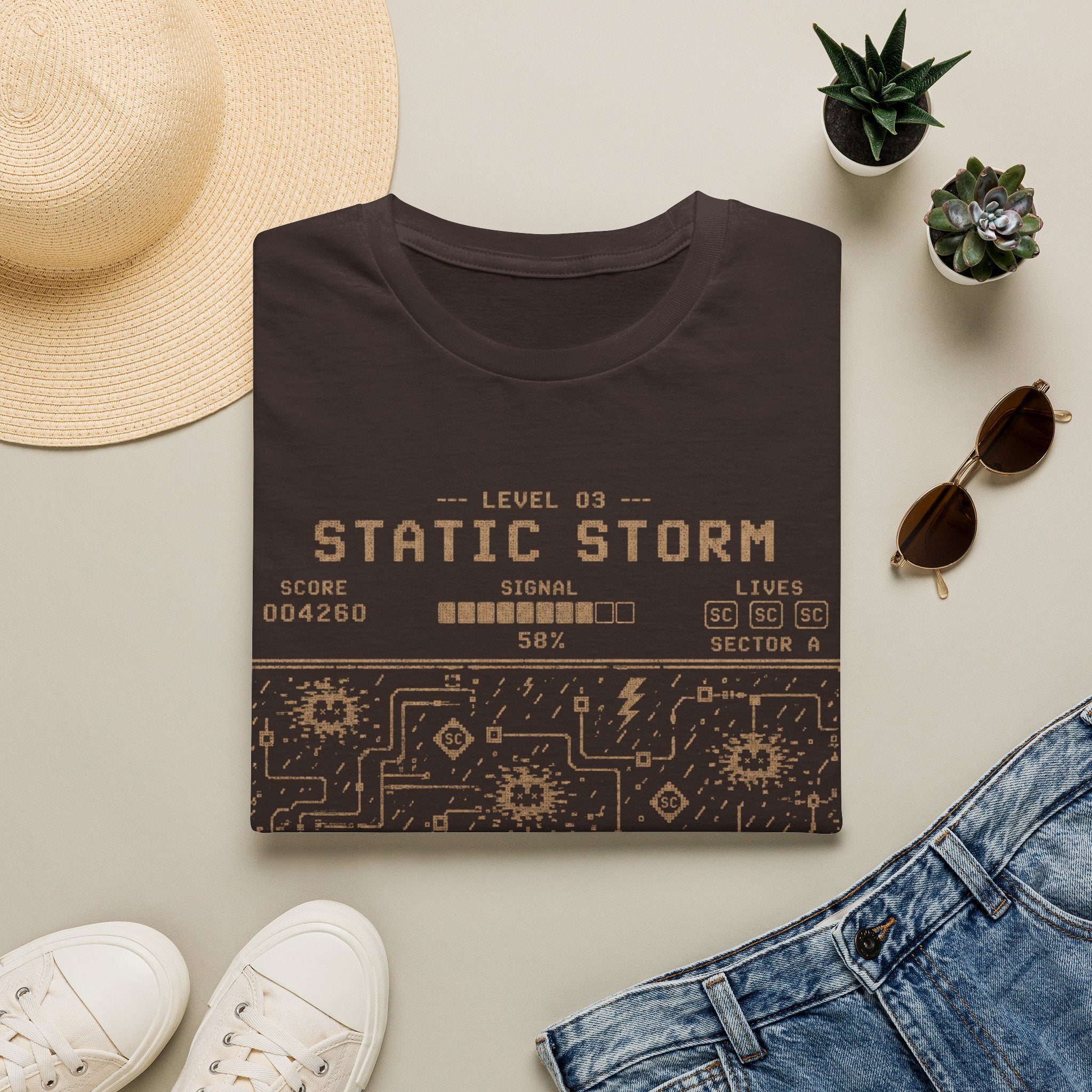Signal Run Retro Arcade T-Shirt – Level 03: Static Storm
