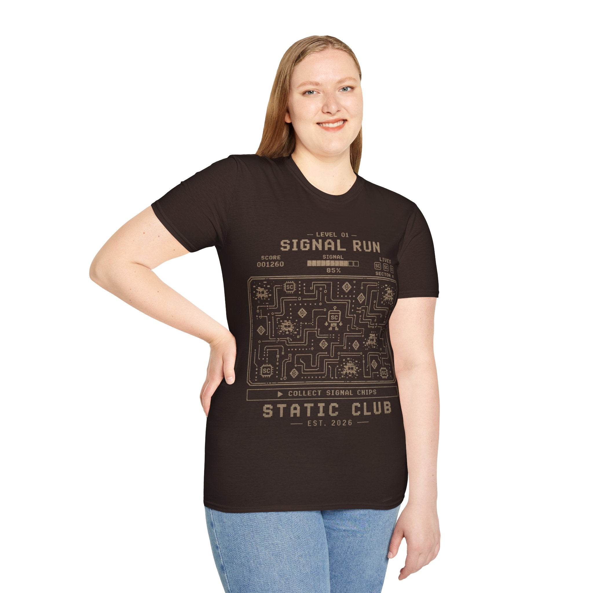 Signal Run Retro Video Game T-Shirt — Level 01 Pixel Arcade Tee