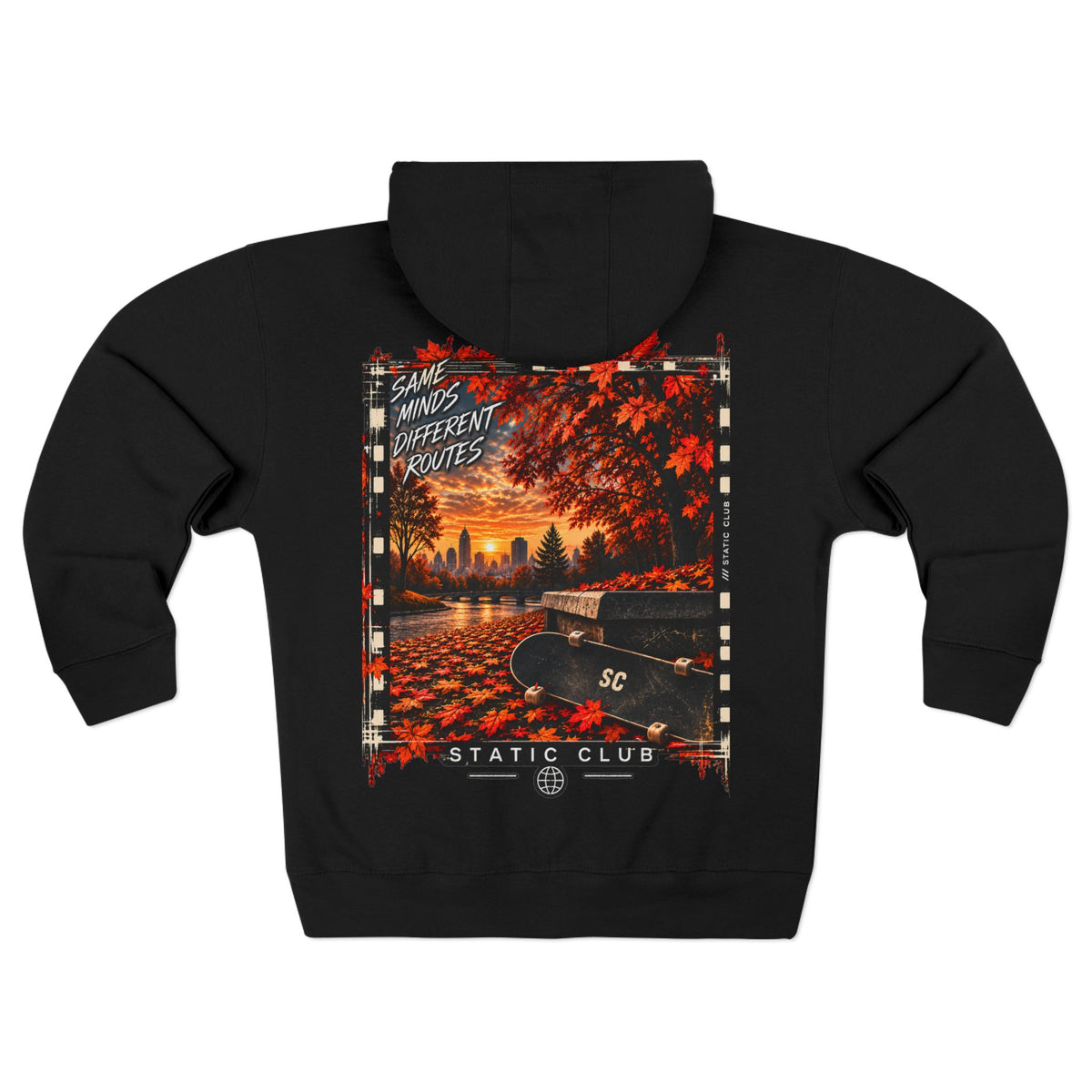 STATIC CLUB Autumn Zip Hoodie — “Same Minds. Different Routes.”
