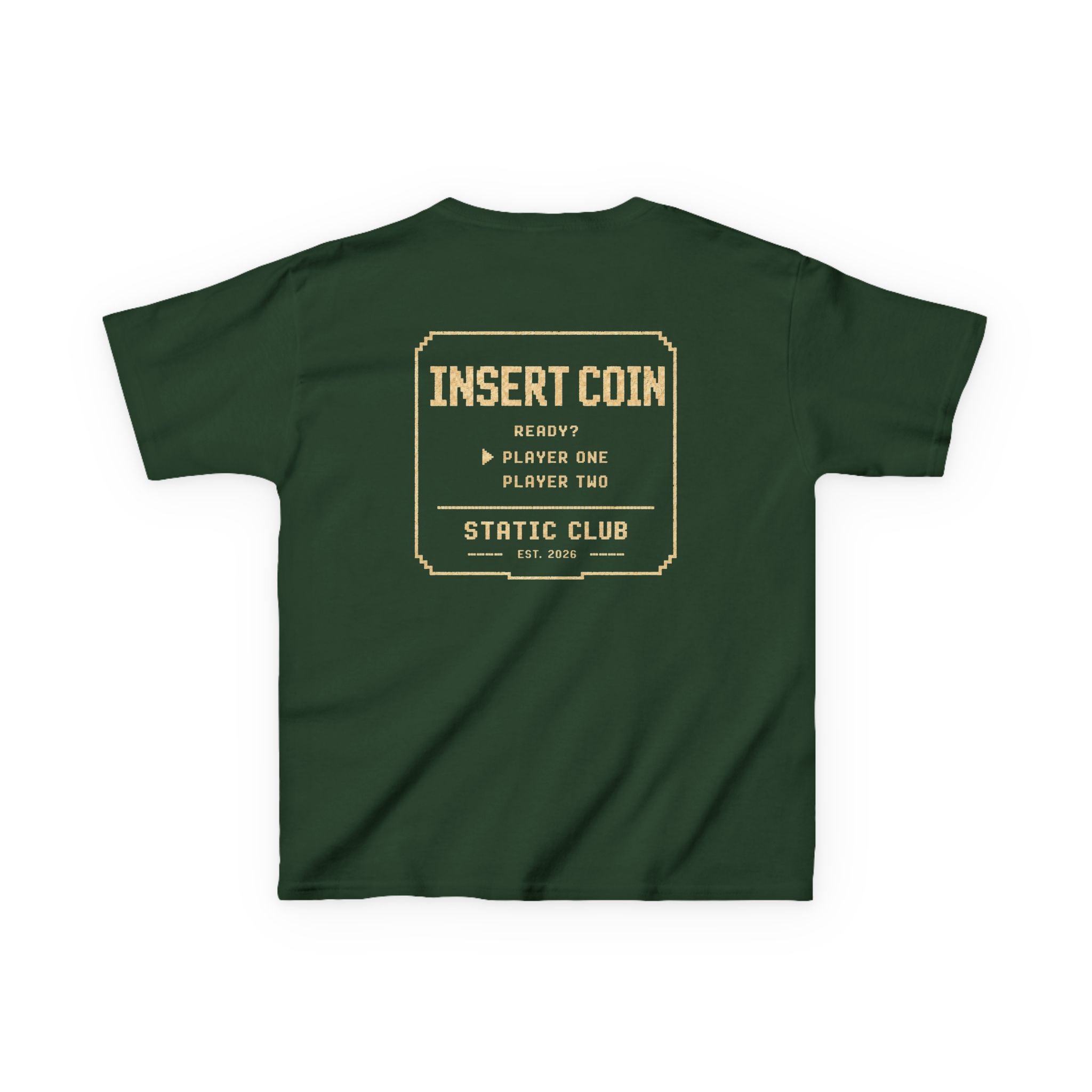 Kids Tee — Retro "Insert Coin" Arcade Gaming Shirt (Static Club)